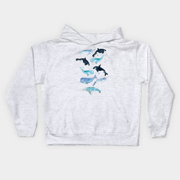 Whales, Orcas & Narwhals Kids Hoodie by tangerinetane